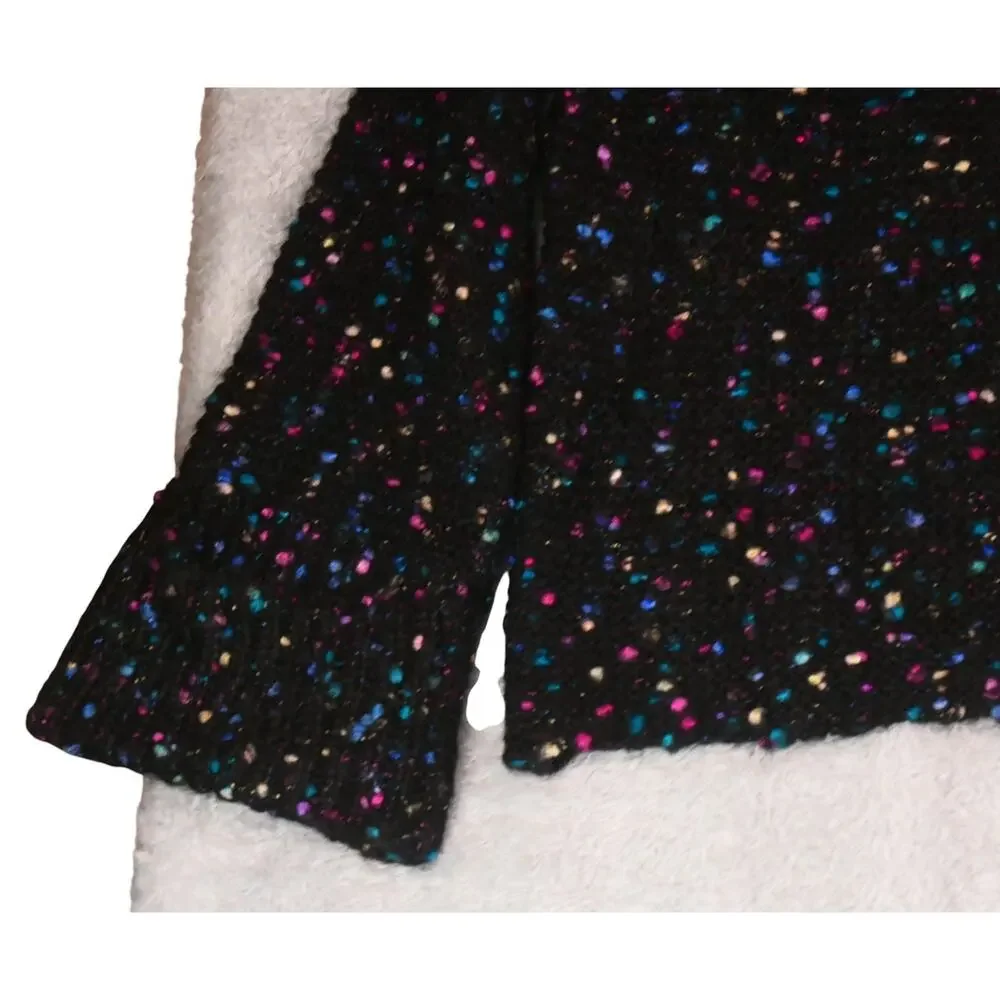 Maeve Anthropologie Sweater Womens XS Black Confetti Chunky Bell Sleeve Oversize - Picture 6 of 13